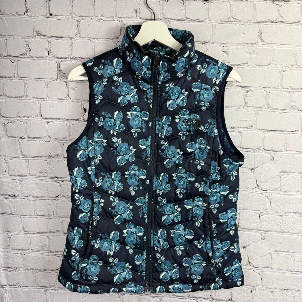 The North Face Floral Quilted Puffer Vest Womens M Goose Down